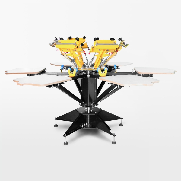 6x6 Siebdruckkarussell für Textildruck mit Feinjustierung