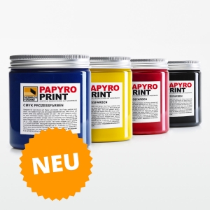 PapyroPrint Siebdruckfarbe für Papier und Karton CMYK - 4-FACH SET Fotorasterdruck