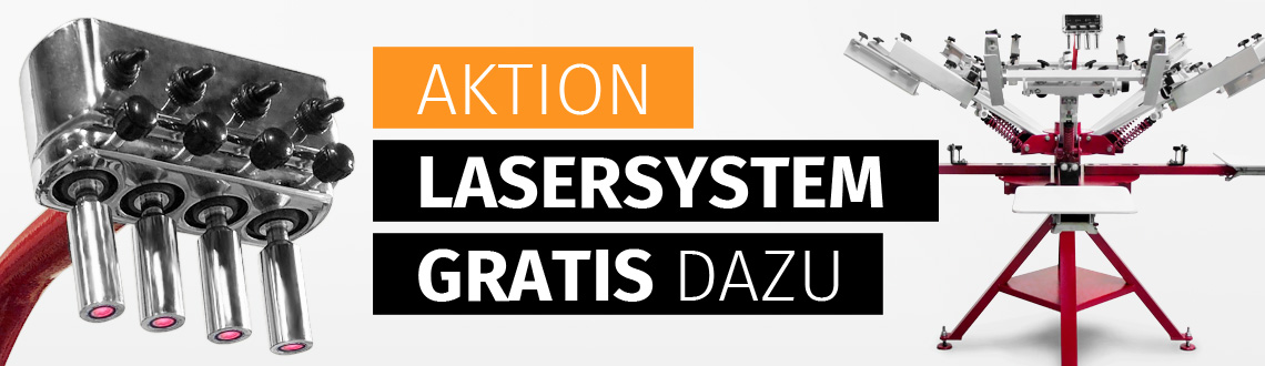 Professionelles Laser-Positionssystem für das TORNADO-Siebdruckkarussell